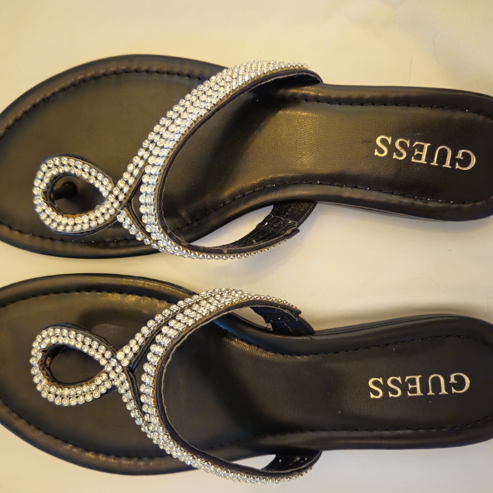 GUESS Black Rhinestone Sandals